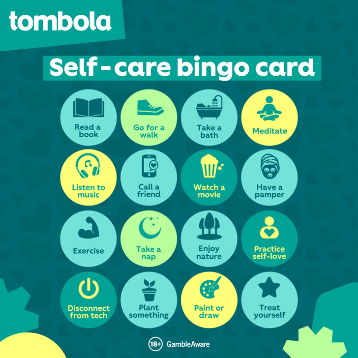Self-care downloadable bingo card