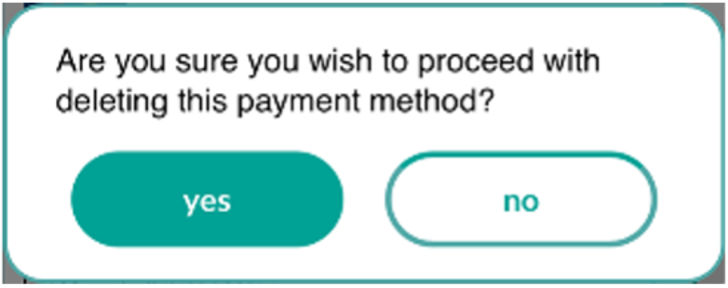 delete payment method yes/no