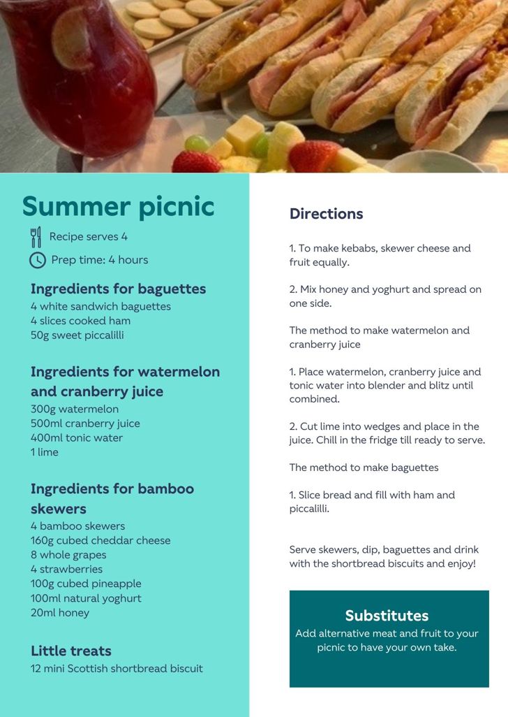 Summer picnic recipe card