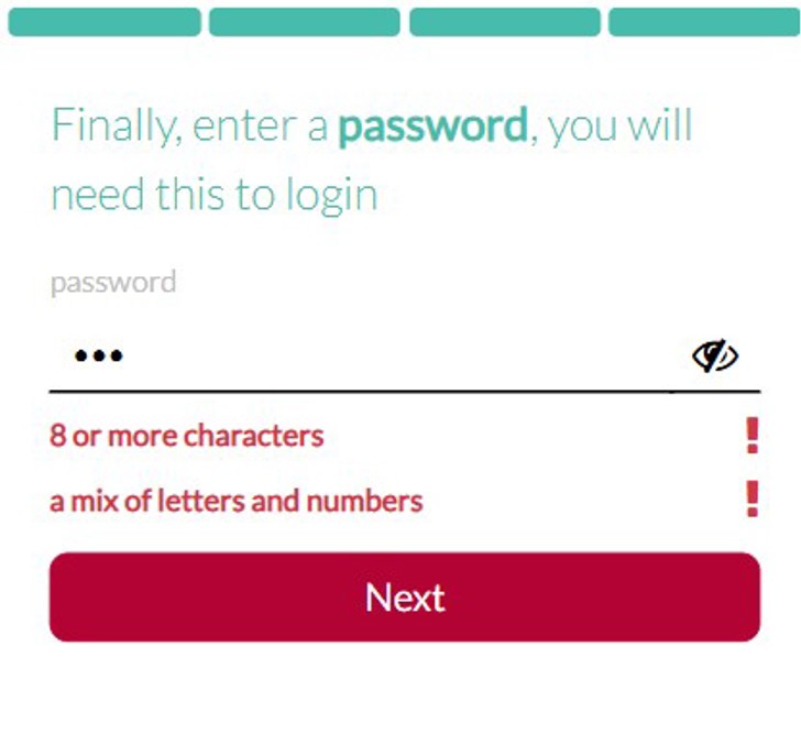 Password screen 1