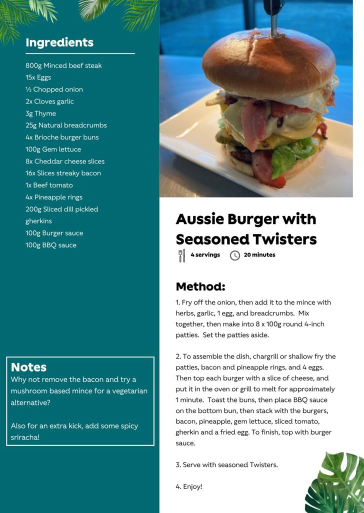 Aussie Burger with Seasoned Twisters card