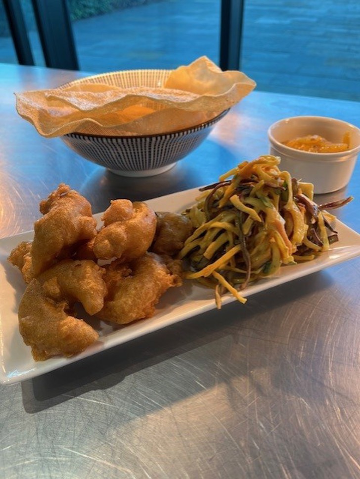 Spiced Battered King Prawn with Indian Slaw image