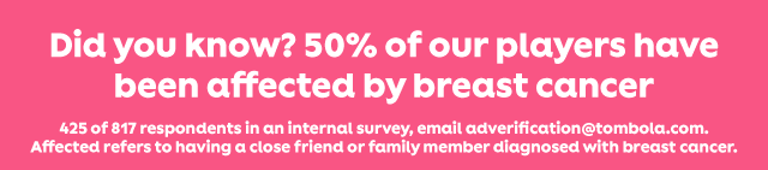 Did you know? 50% of tombola players have been affected by breast cancer 