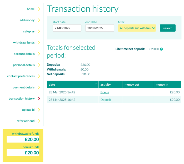 transaction history desktop